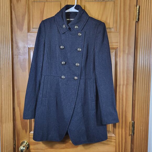 DKNY Double-Breasted Wool Petticoat - Heather Grey  Size 6 - Picture 1 of 7